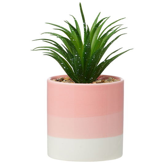 Faux Spiky Succulent In Dipped Pot Green/Peach