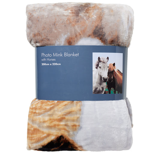 Mink Blanket Horses Print 200x220cm