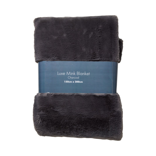 Luxe Mink Blanket Charcoal 150x200cm