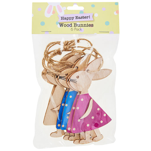 Easter Wooden Bunnies 6pk