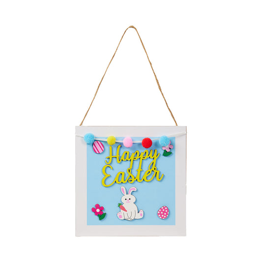 Easter Hanging Wall Frame With Pom Poms