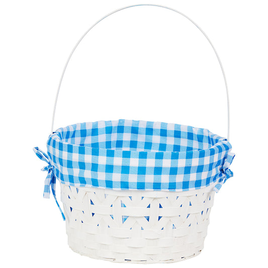 Bamboo Basket With Gingham Lining 26cm