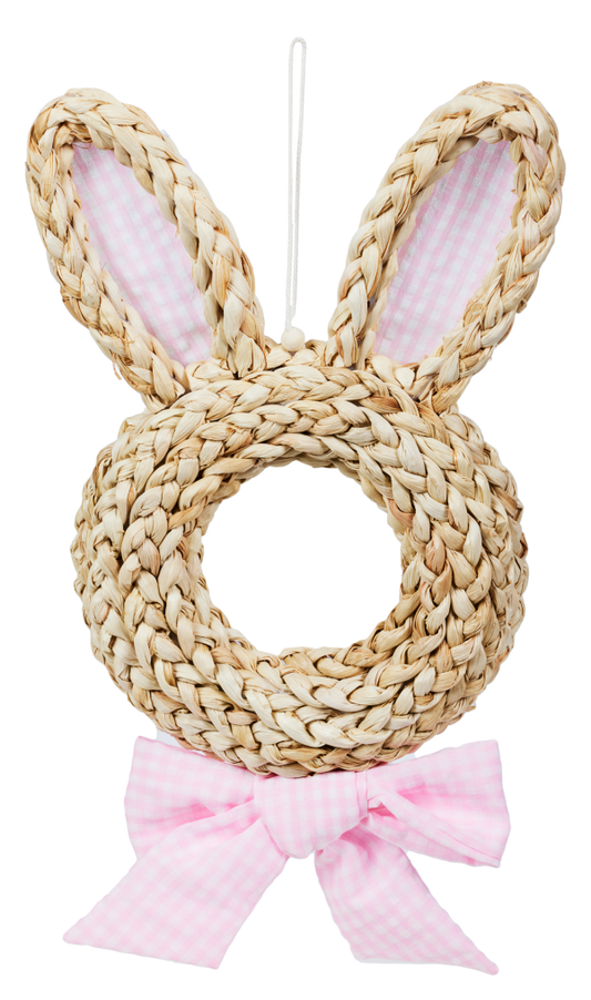 Straw Rattan Wreath With Bow and Ears Assorted