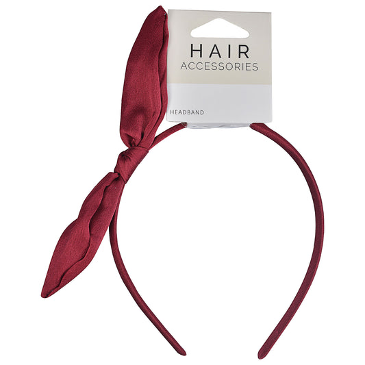 School Alice Band With Bow Burgundy