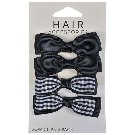 Black Bow Hair Clips 4pk