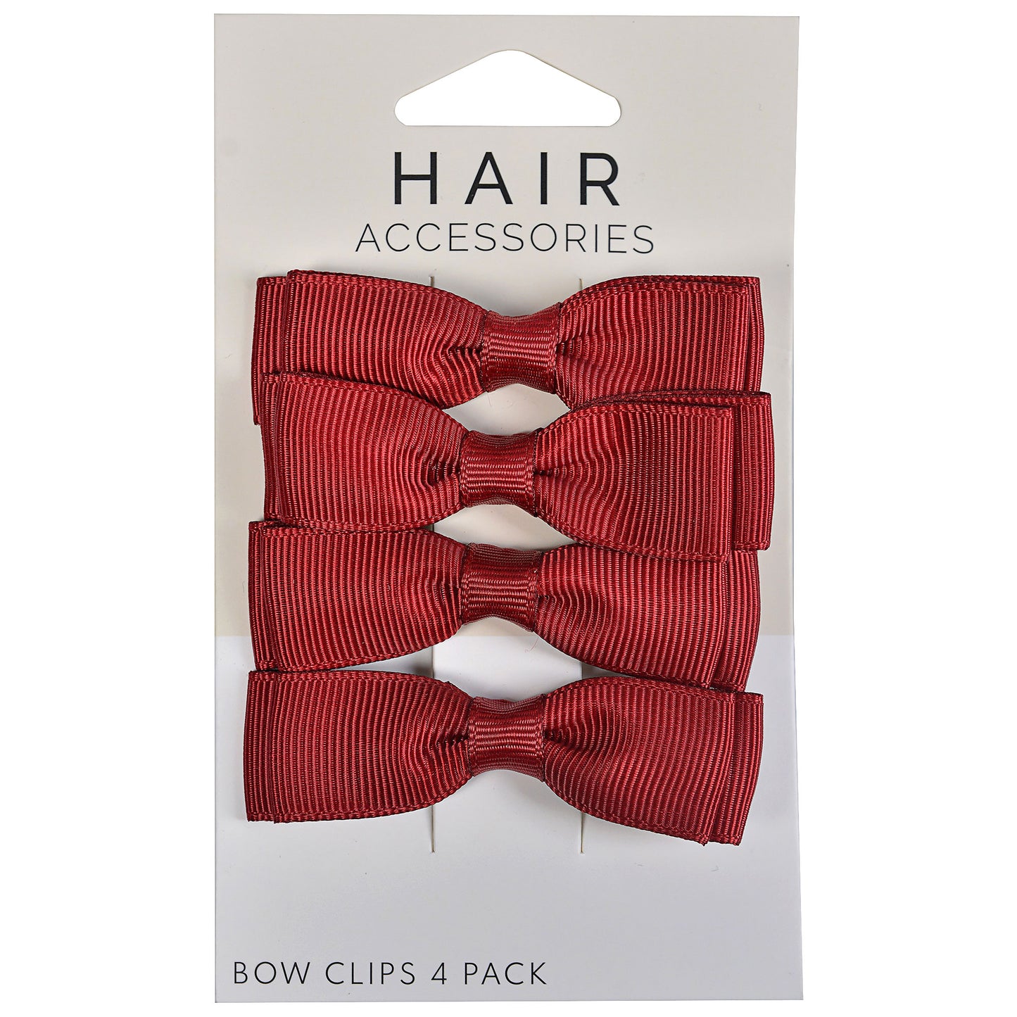 Bow Hair Clips Burgundy 4pk