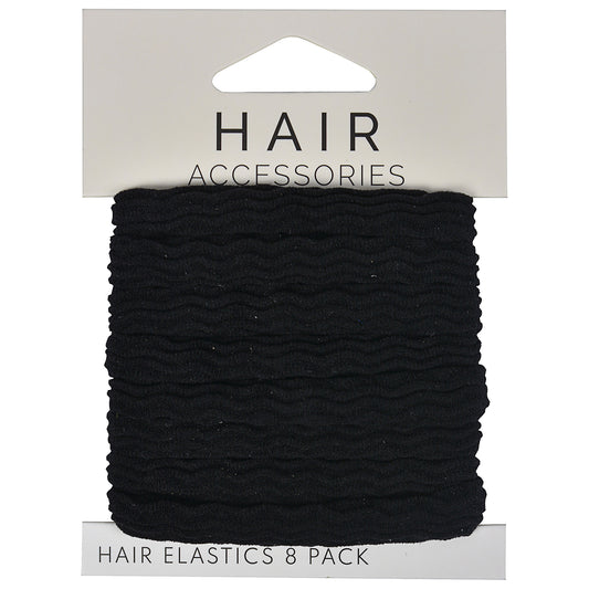 School Hair Ring 8pk Black