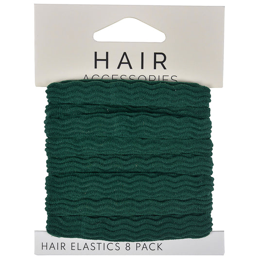 School Hair Ring 8pk Green