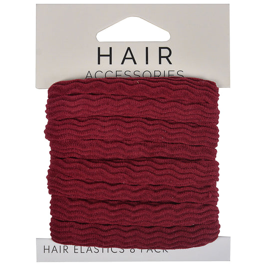 School Hair Ring 8pk Burgundy