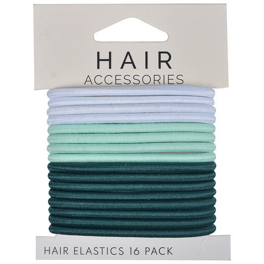 School Hair Ring 16pk Green