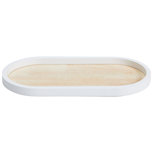 Oval Tray Colour Trim White/Green