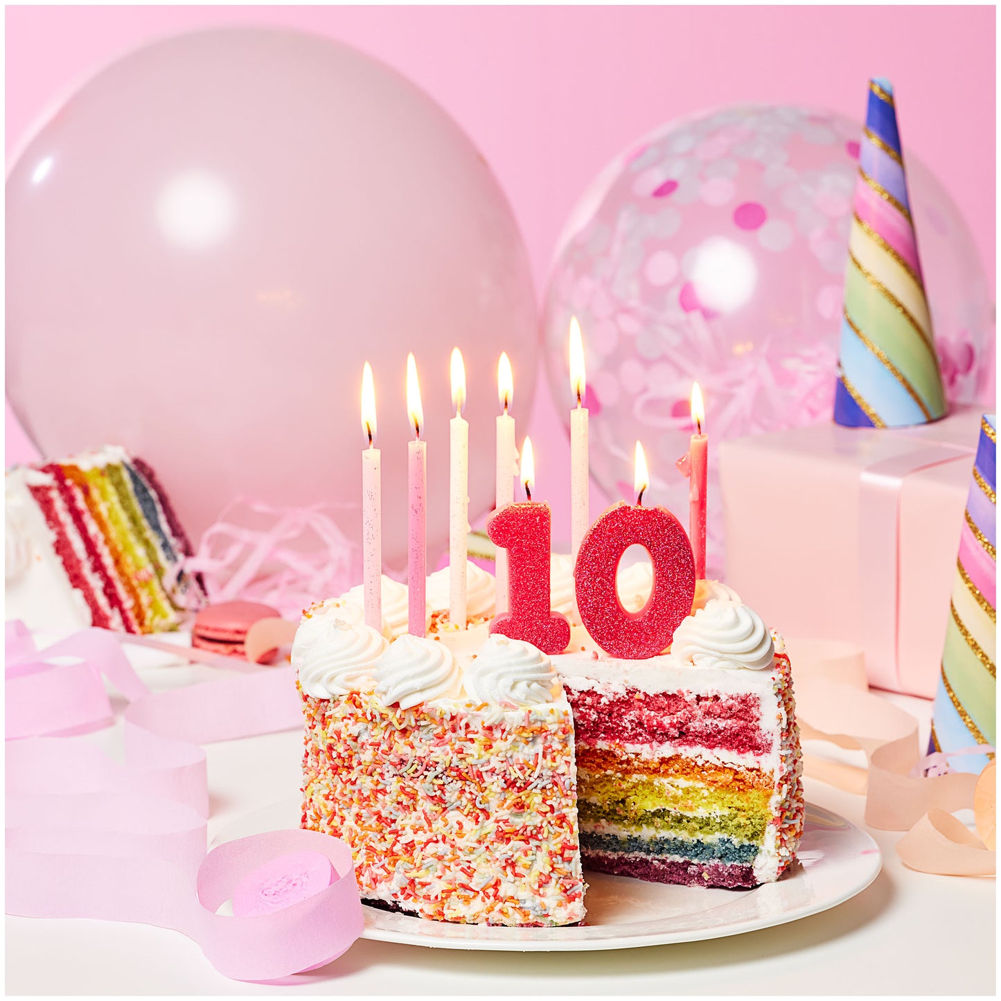 Party Candle Glitter Pinks 12cm 16pk