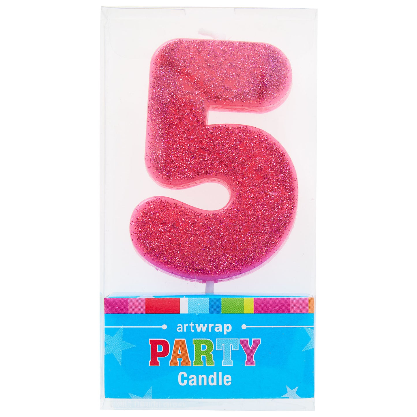 Artwrap Number 5 Glitter Candle - Pink