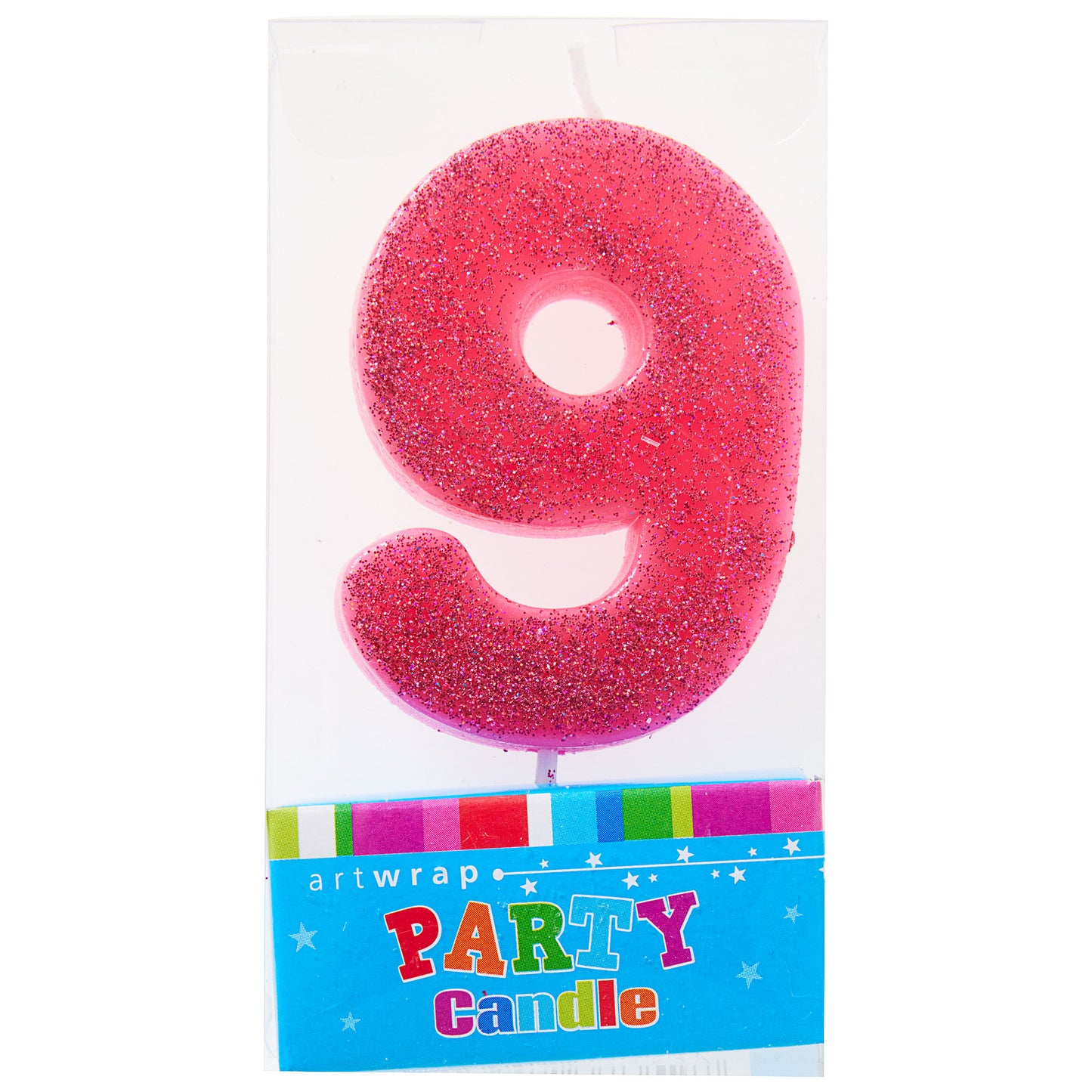 Artwrap Number 9 Glitter Candle - Pink