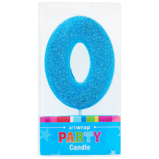 Artwrap Number 0 Glitter Candle - Blue