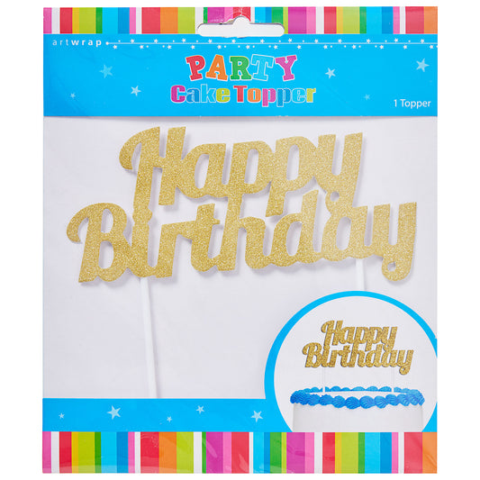 Cake Topper Glitter Gold Birthday