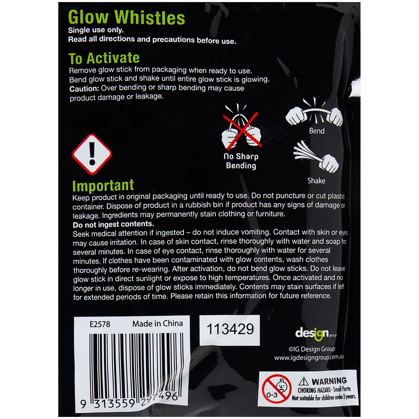 Party Favour Glow Whistle 4pk