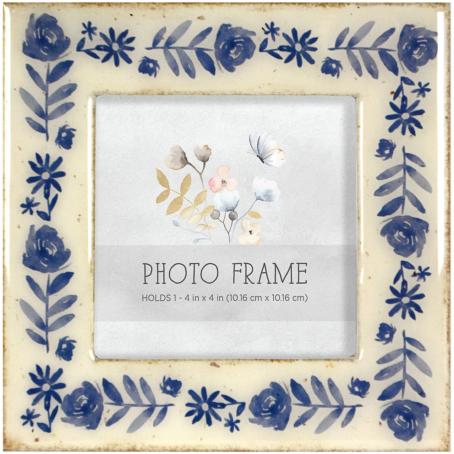 Lacquer Pattern Frame 4x4" Blue/Black