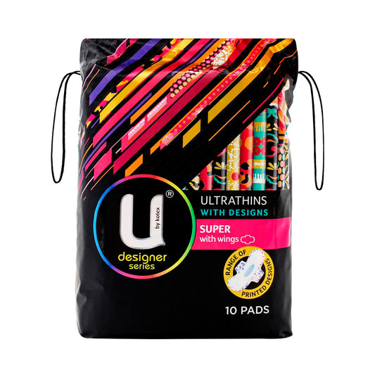 U By Kotex Designer Series Ultra Thins Pads Super Wing 10 Pack