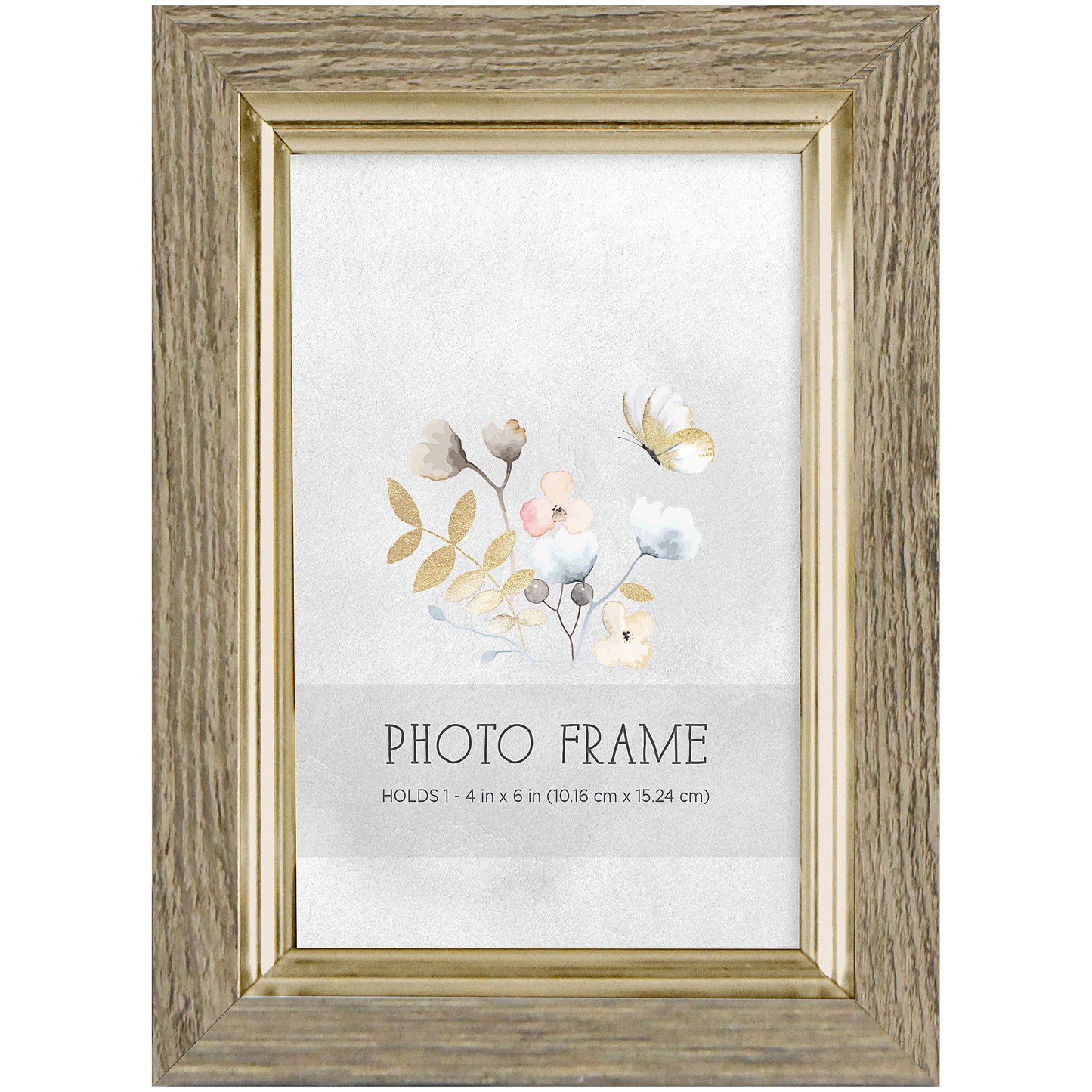 Barnwood Look Photo Frame Silver/Gold 5x7"