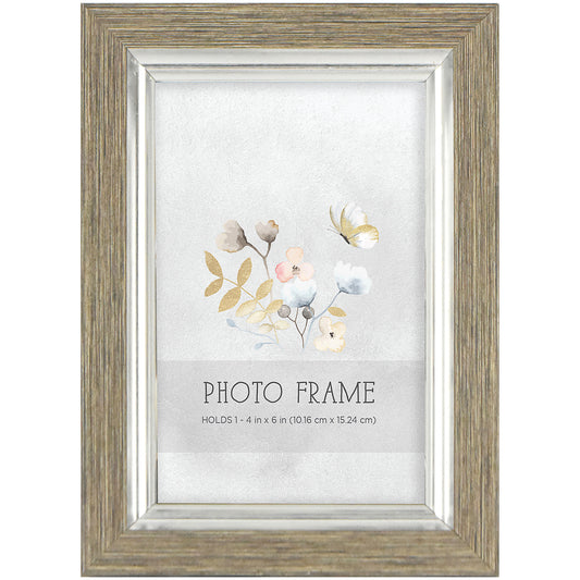 Barnwood Look Photo Frame Silver/Gold 5x7"