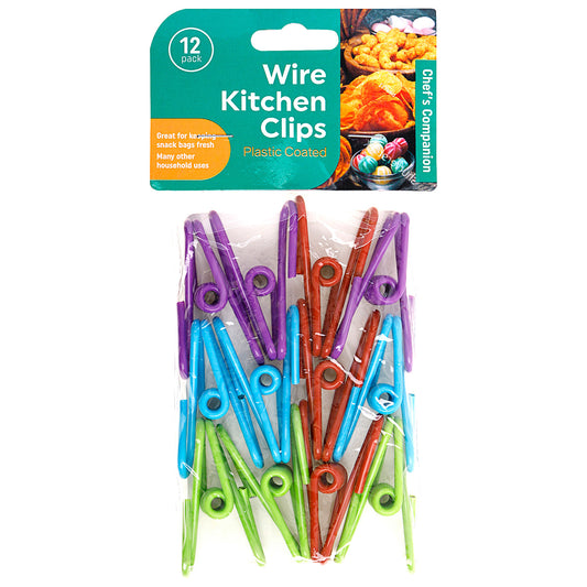 Wire Kitchen Sealing Clips 12pk Assorted Colours