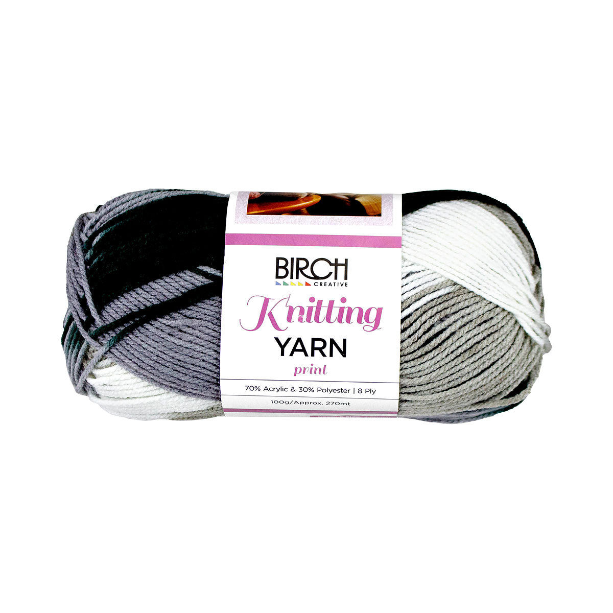 Birch Knitting Yarn Grey Mix 100g