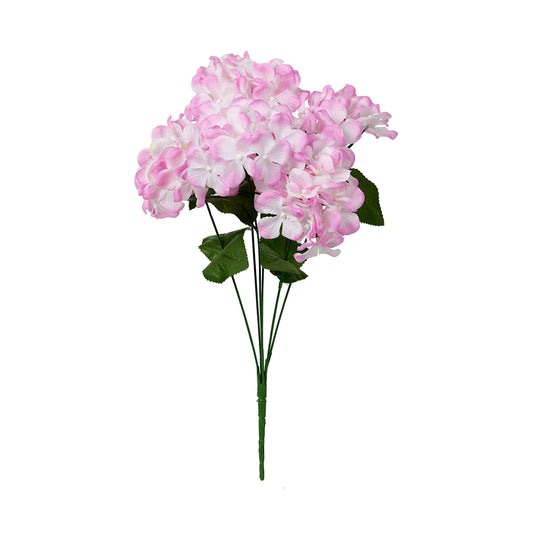 Faux Hydrangea Bunch Large White/Pink/Mauve