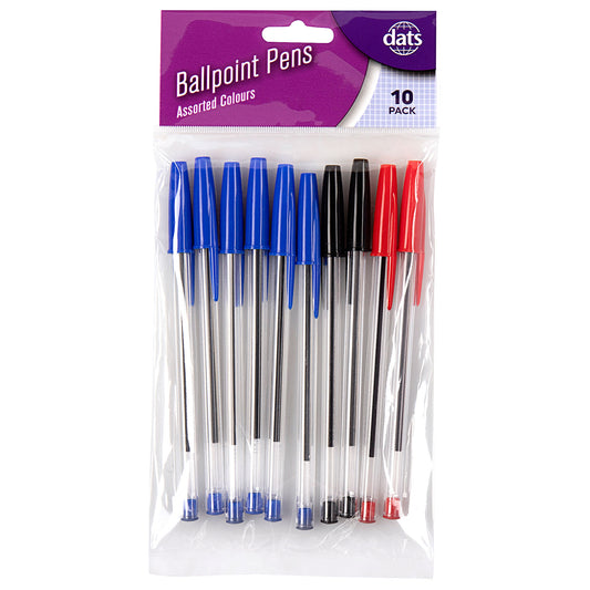 Ballpoint Pen Mix Colours 10pk