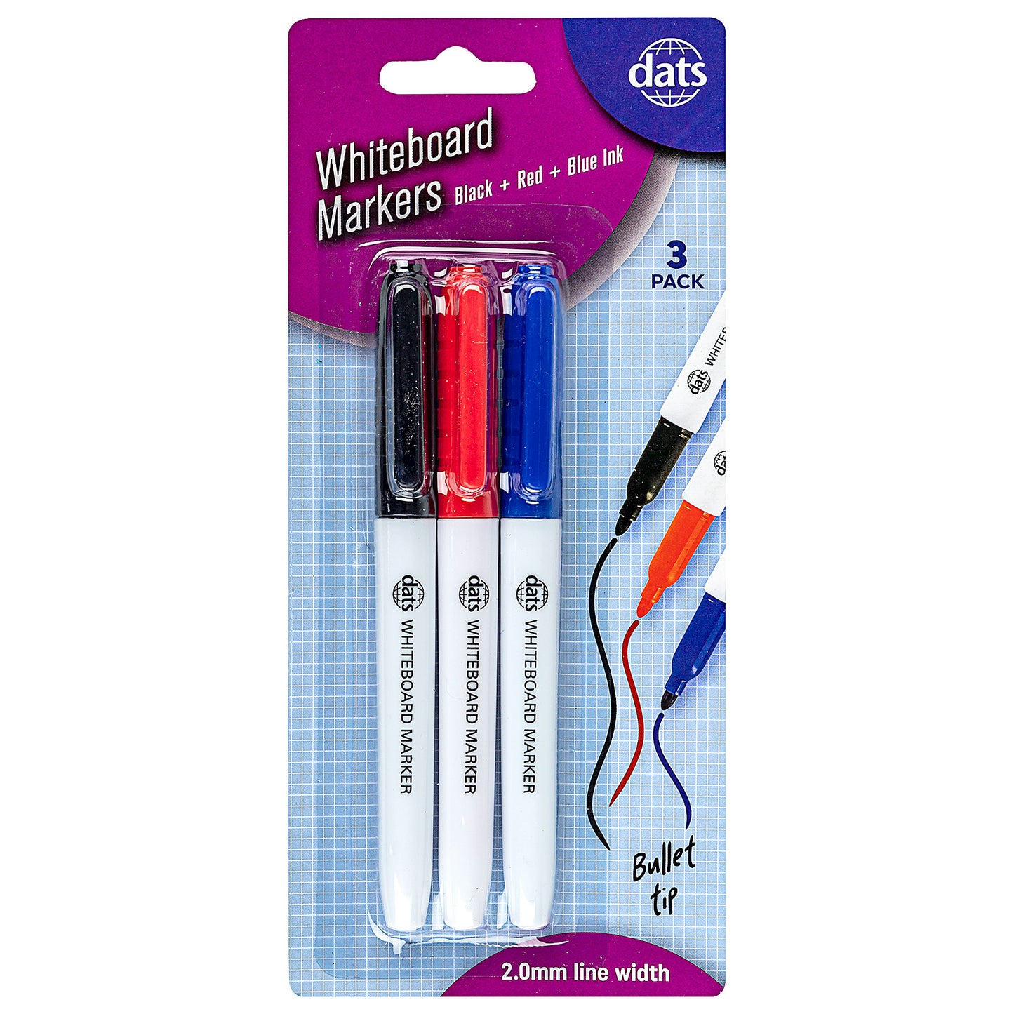 Whiteboard Marker Assorted 3pk