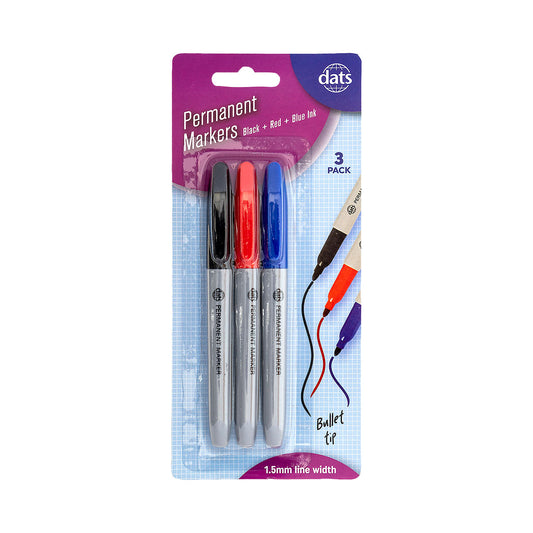 Permanent Marker Mixed Colours 3pk