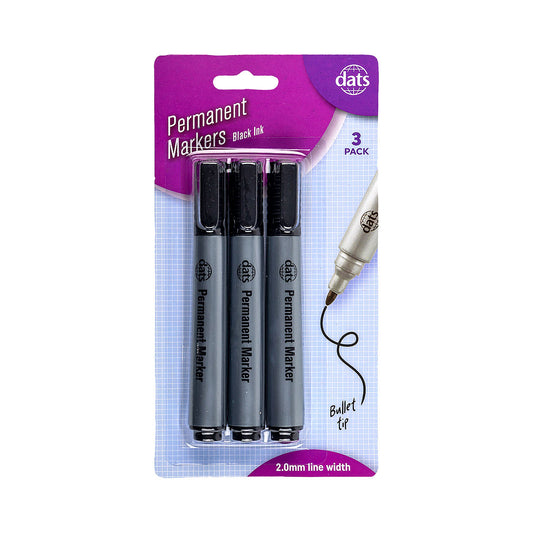 Permanent Marker Black 3pk