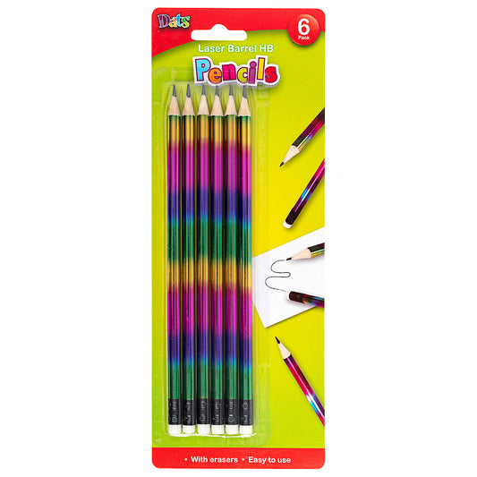 Laser Barrel HB Pencils 6pk