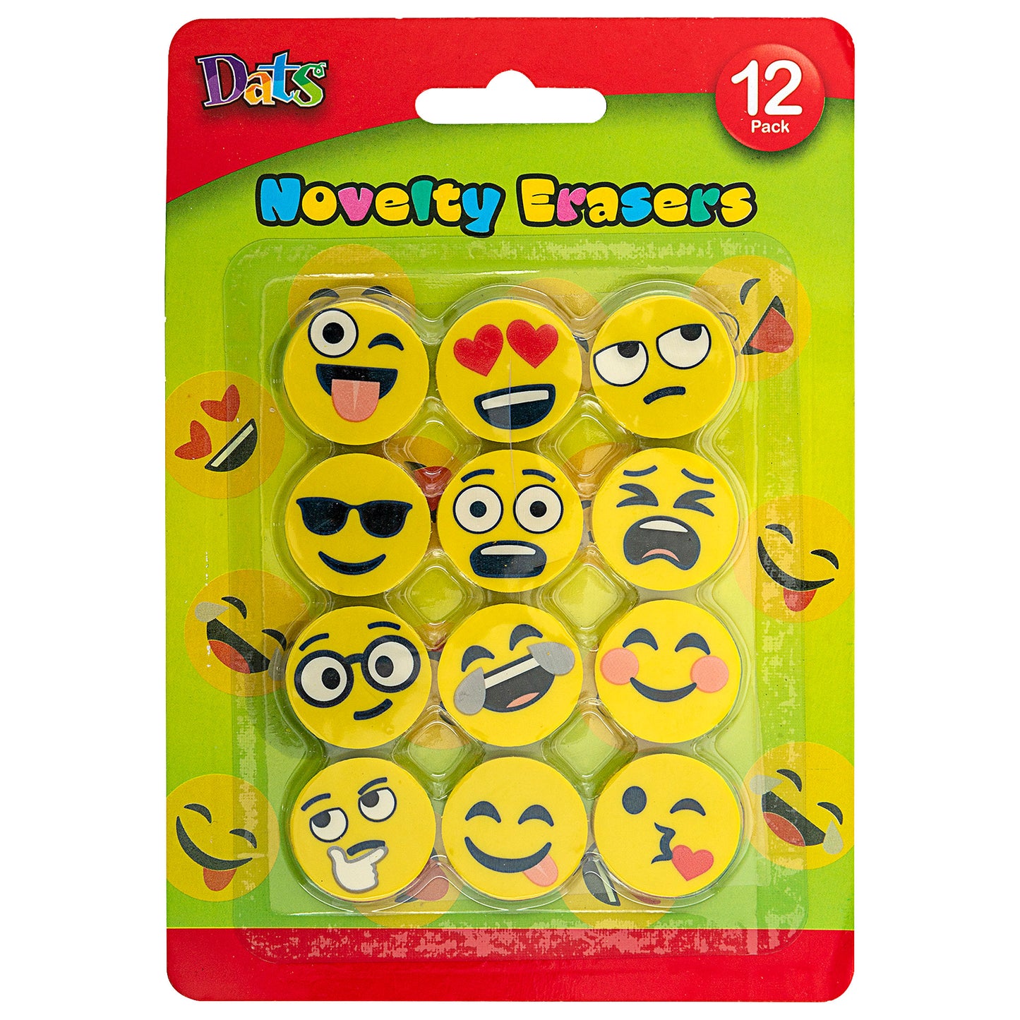 Dats Smiley Face Erasers 12pk