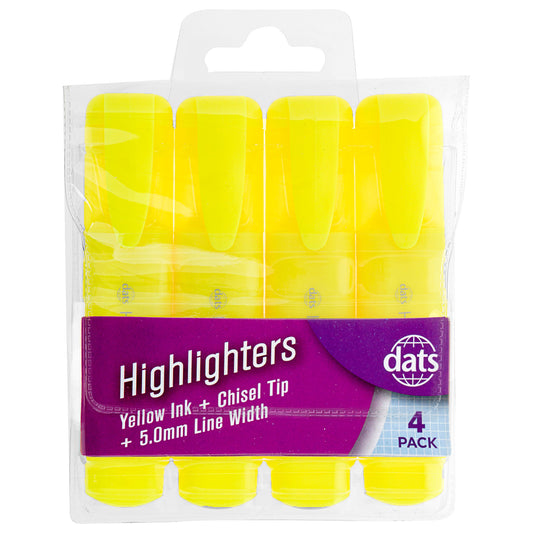 Fluro Yellow Highlighter 4pk