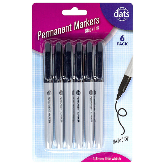 Permanent Marker Black 6pk