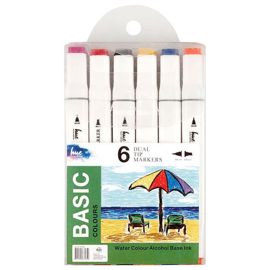 Dual Tip Markers Basic Colours 6pk