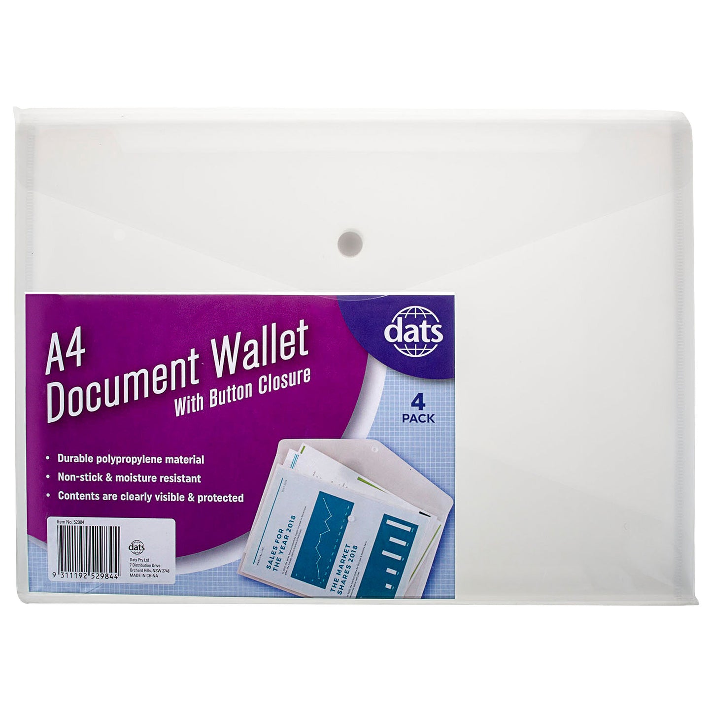 A4 Document Wallet 4pk