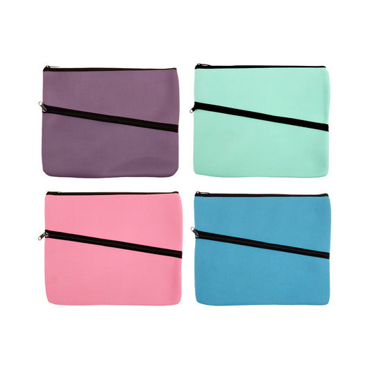 Pencil Case with 2 Zippers Assorted Colours