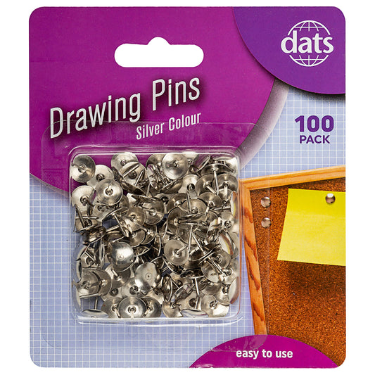 Drawing Pins Silver 100pk