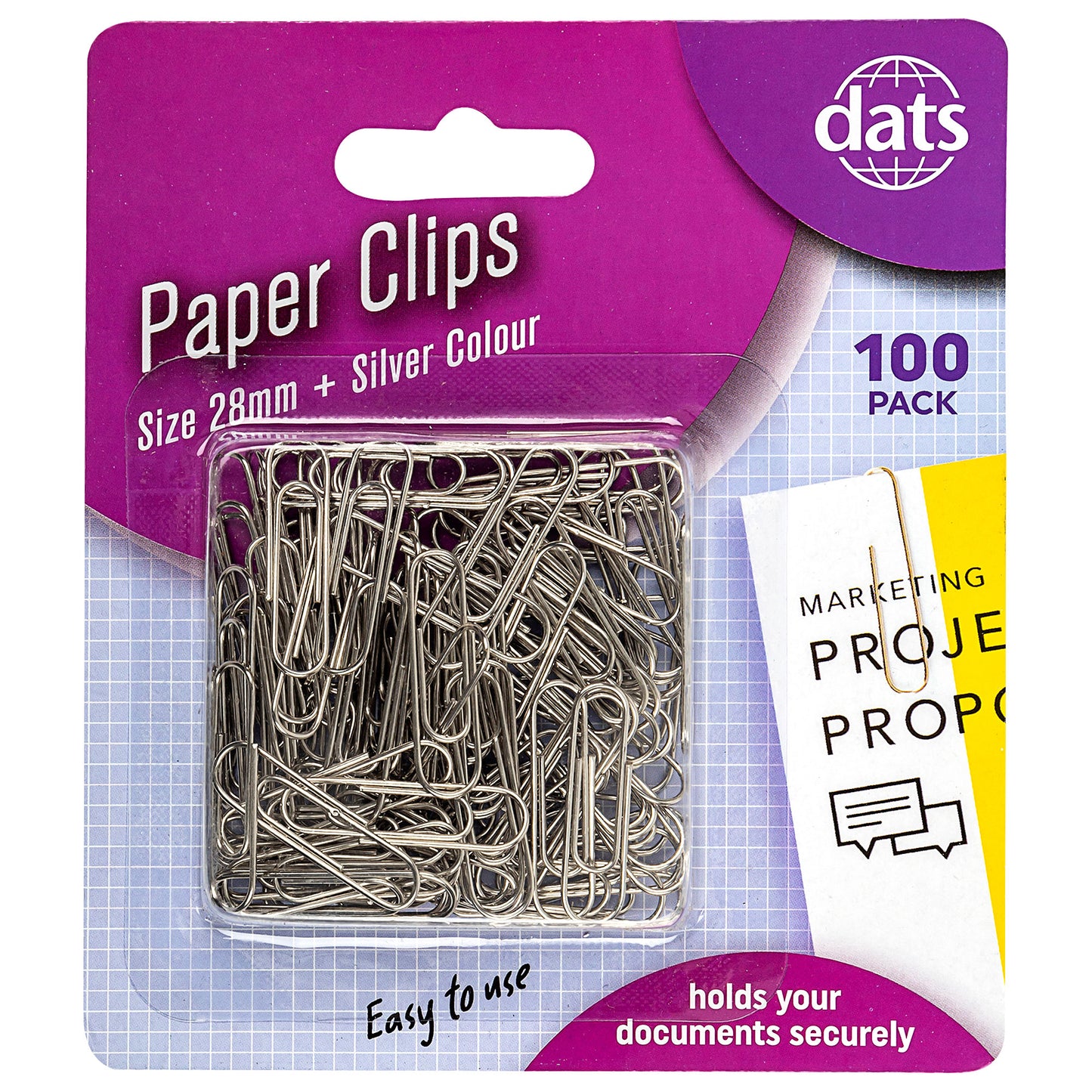 Clip Paper 28mm Silver 100pk