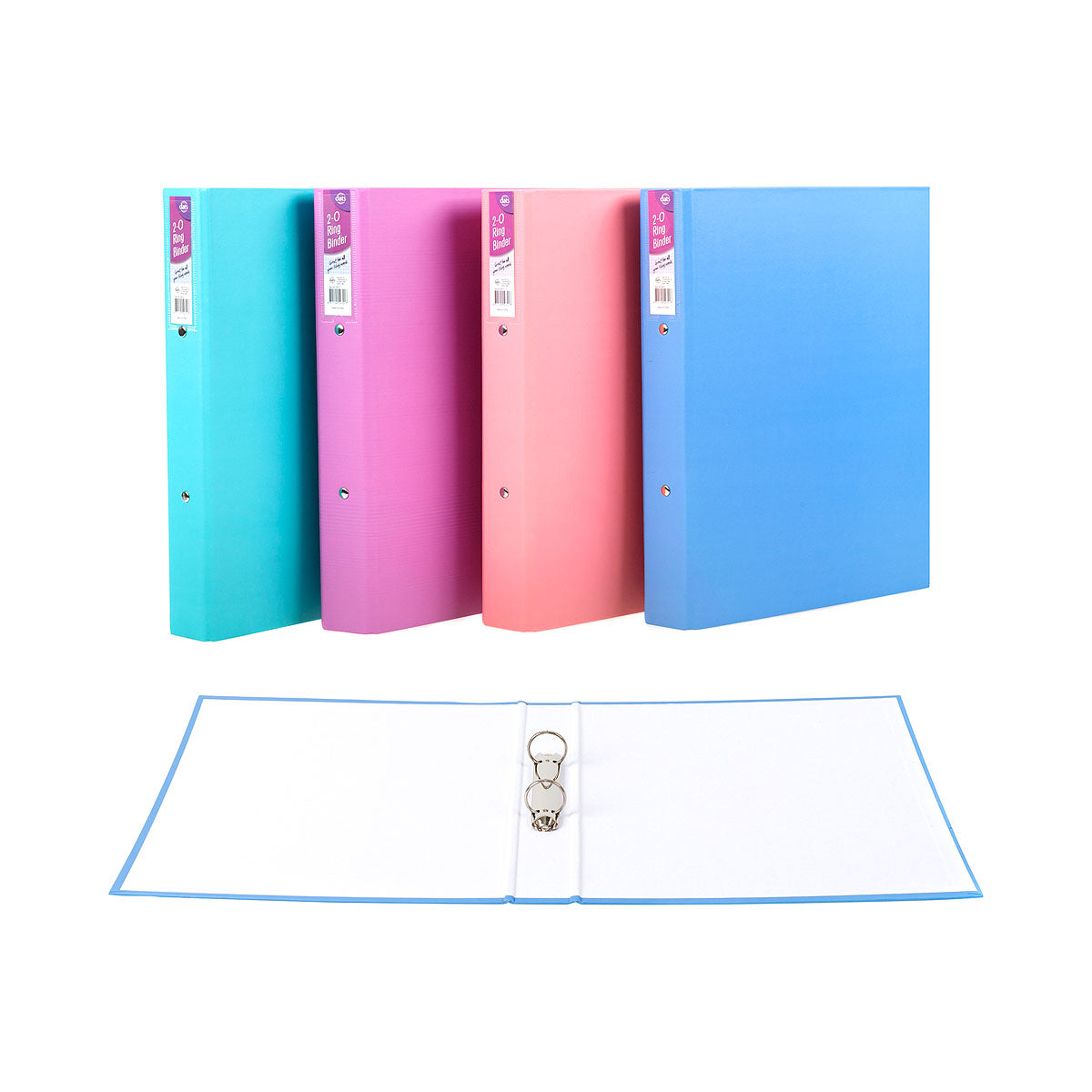 A4 Matte Binder 2 D-Ring 25mm Assorted Colours