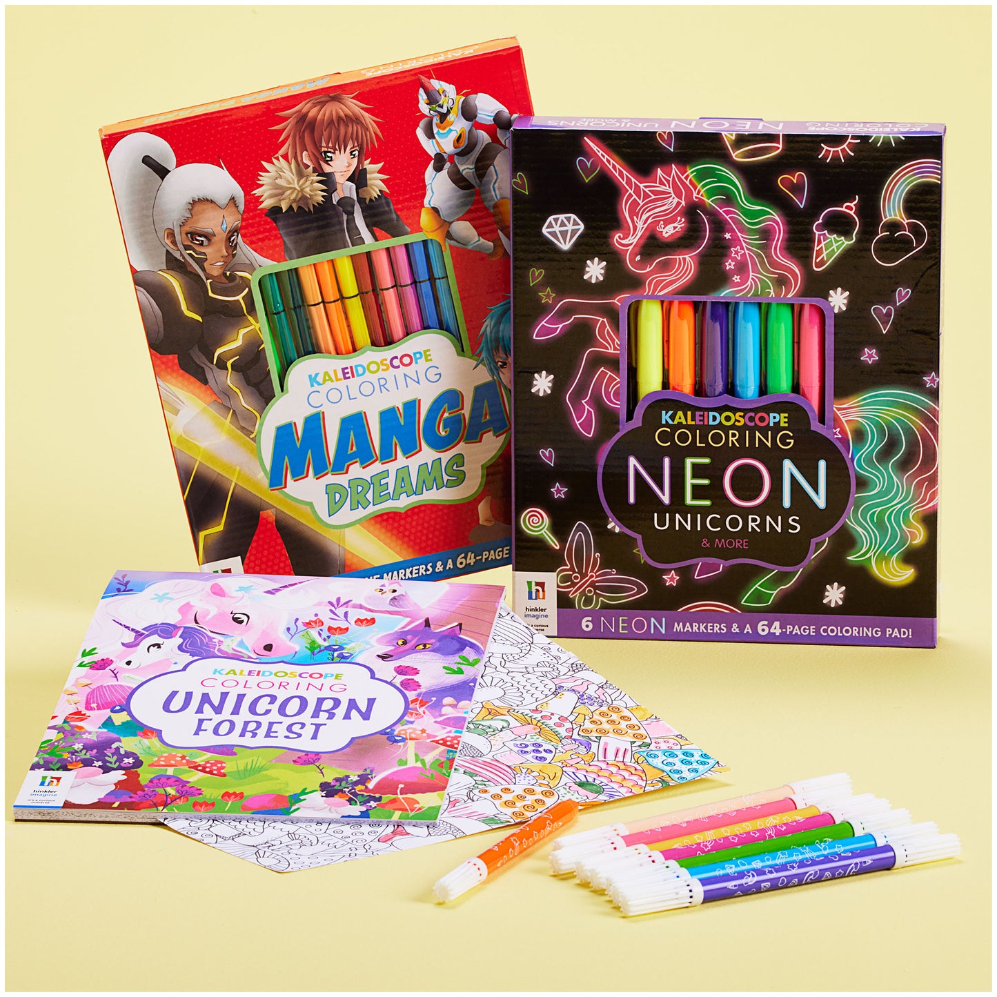 Kaleidoscope Colouring Kit: Neon Unicorns