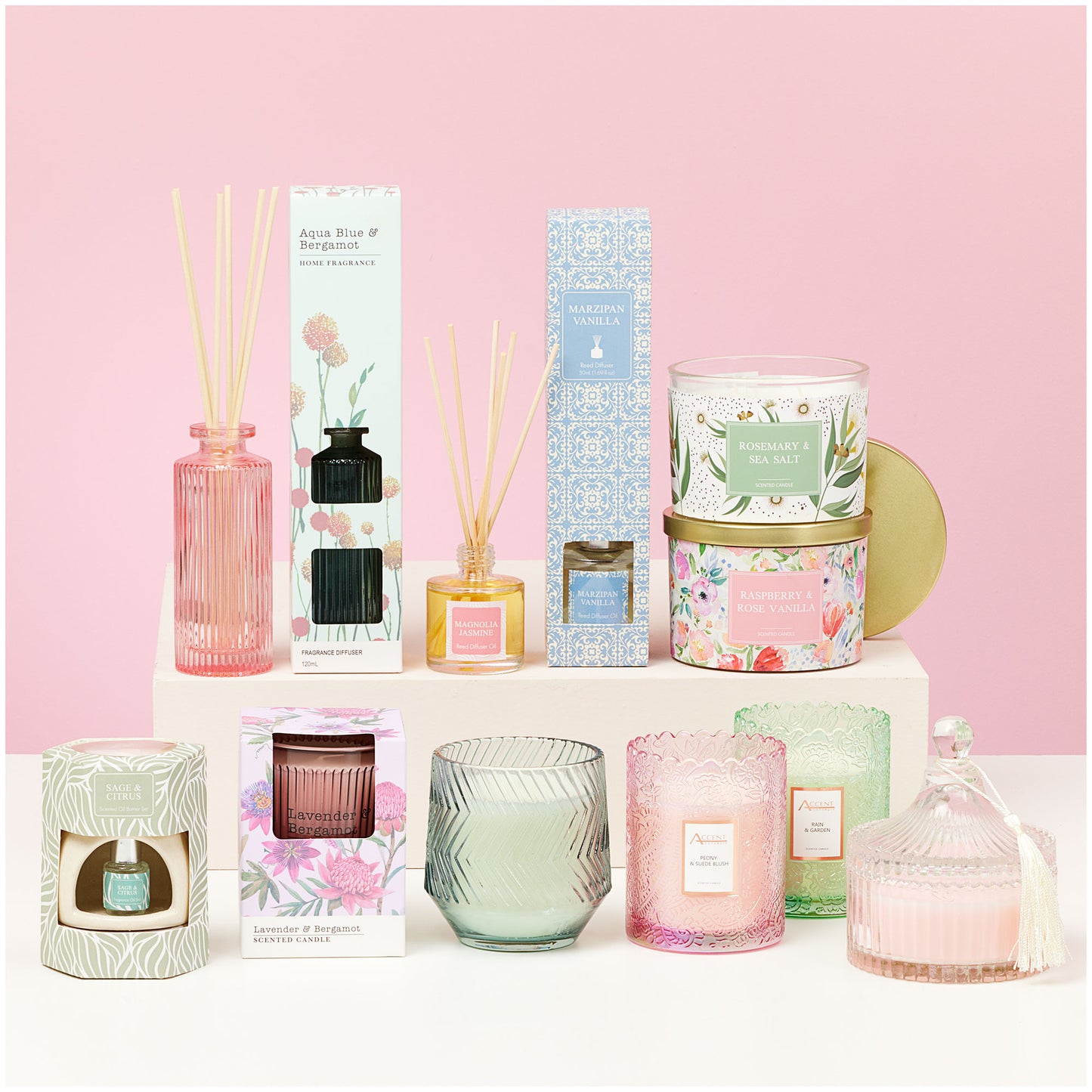 Patterned Coloured Glass Candle Assorted