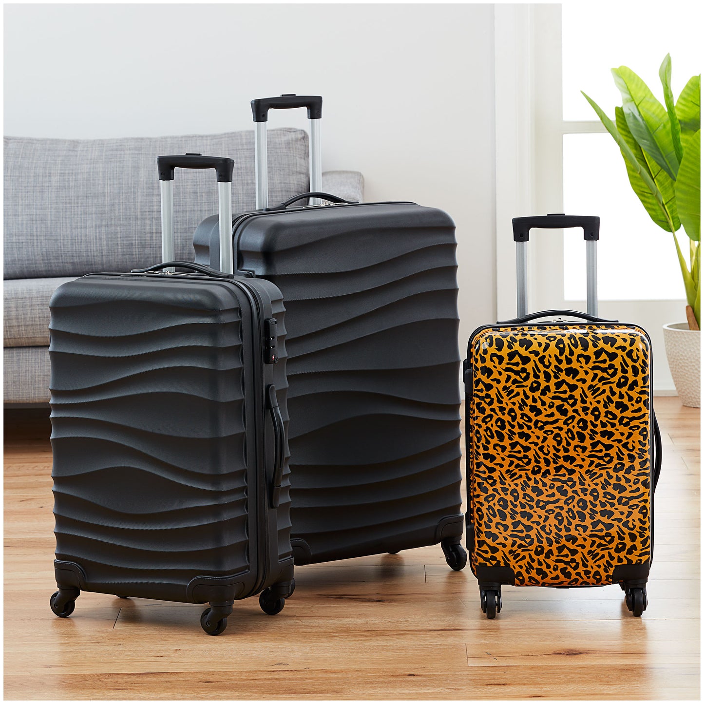 Spinner Suitcase Black Wave Large