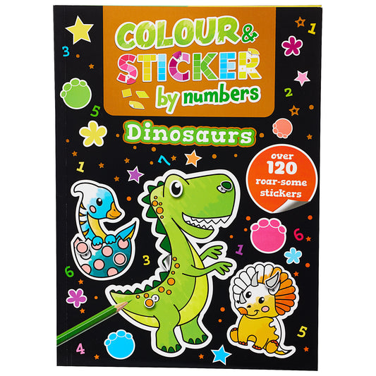 Colour And Sticker By Numbers Dinosaurs