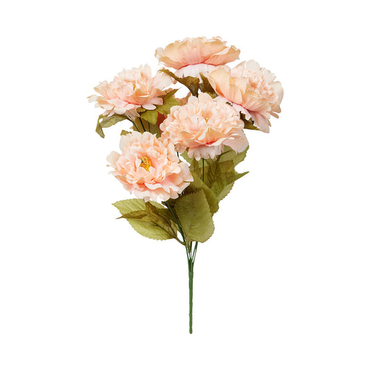 Faux Double Camellia Bunch Peach/Blue