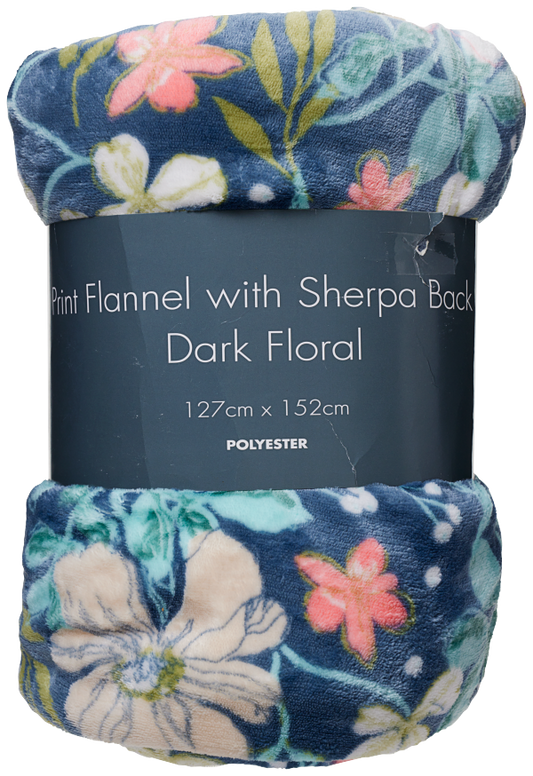 Print Flannel Sherpa-Backed Throw 127x152cm