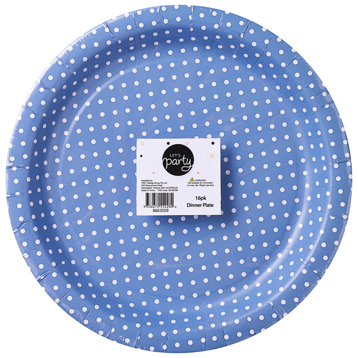 Dinner Plate Spot Print Blue 23cm 16pk