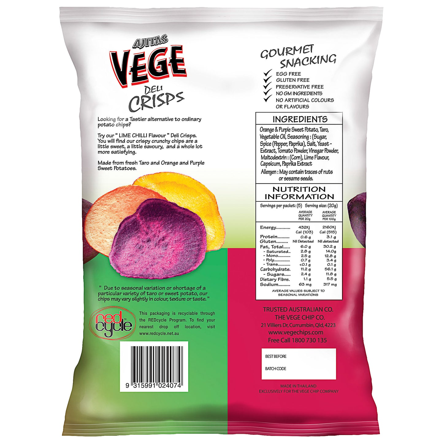 Vege Chips Lime & Chilli 100g